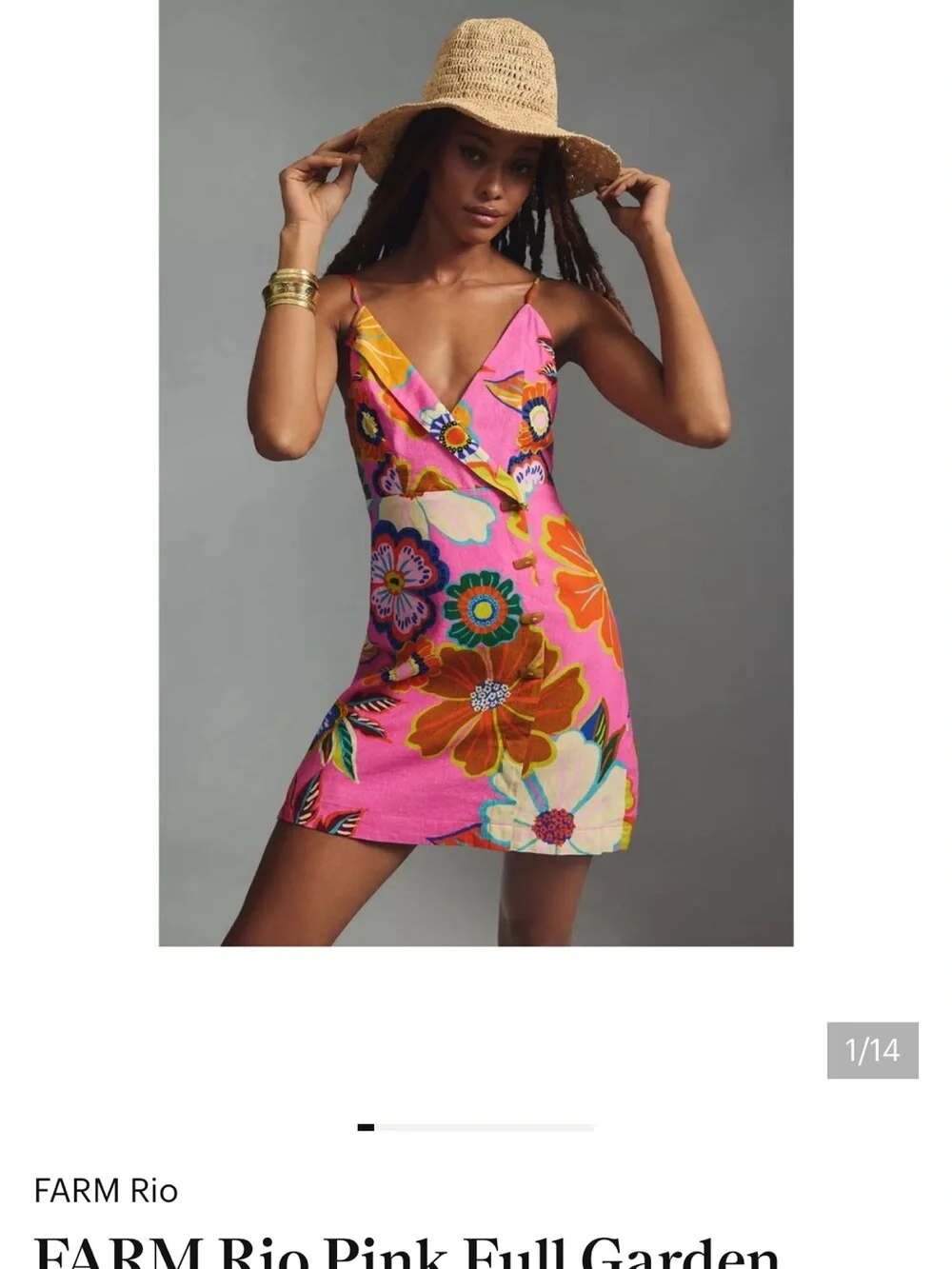 FARM Rio Pink Multicolor Floral Slip Dress - Picture 1 of 8